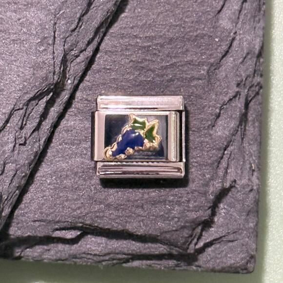 Purple Grapes Italian Charm Bracelet Link - Picture 1 of 1